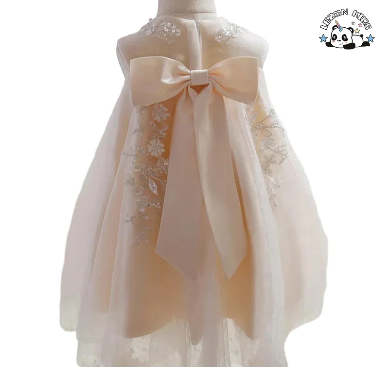 LEZONKIDS - Custom Baby Girl Dress Tulle Birthday Party Sleeveless Princess Dress for Kids